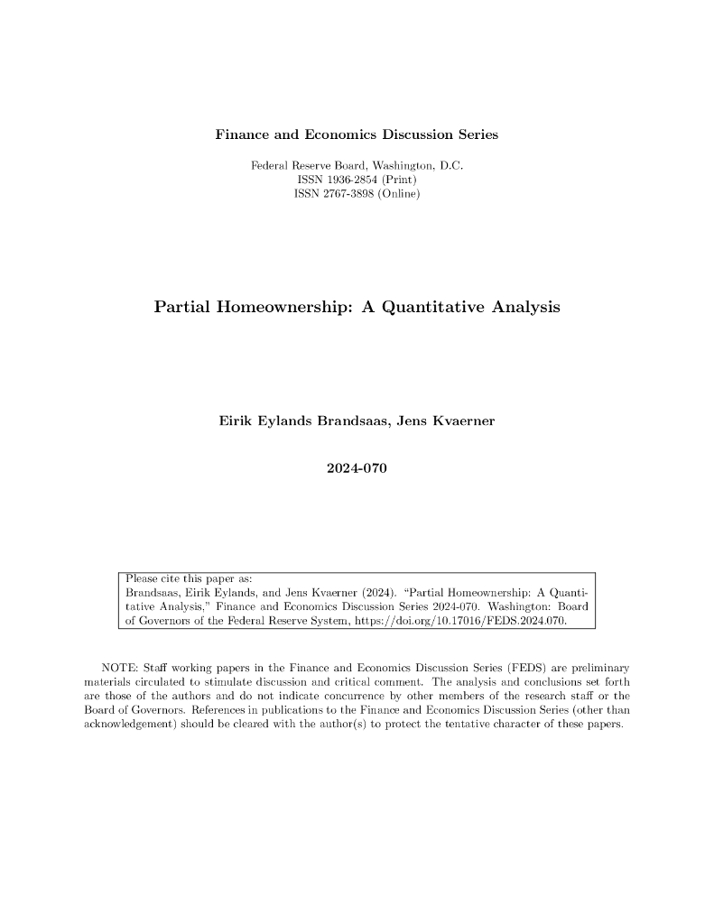美联储：部分住房所有权：定量分析（英文版）