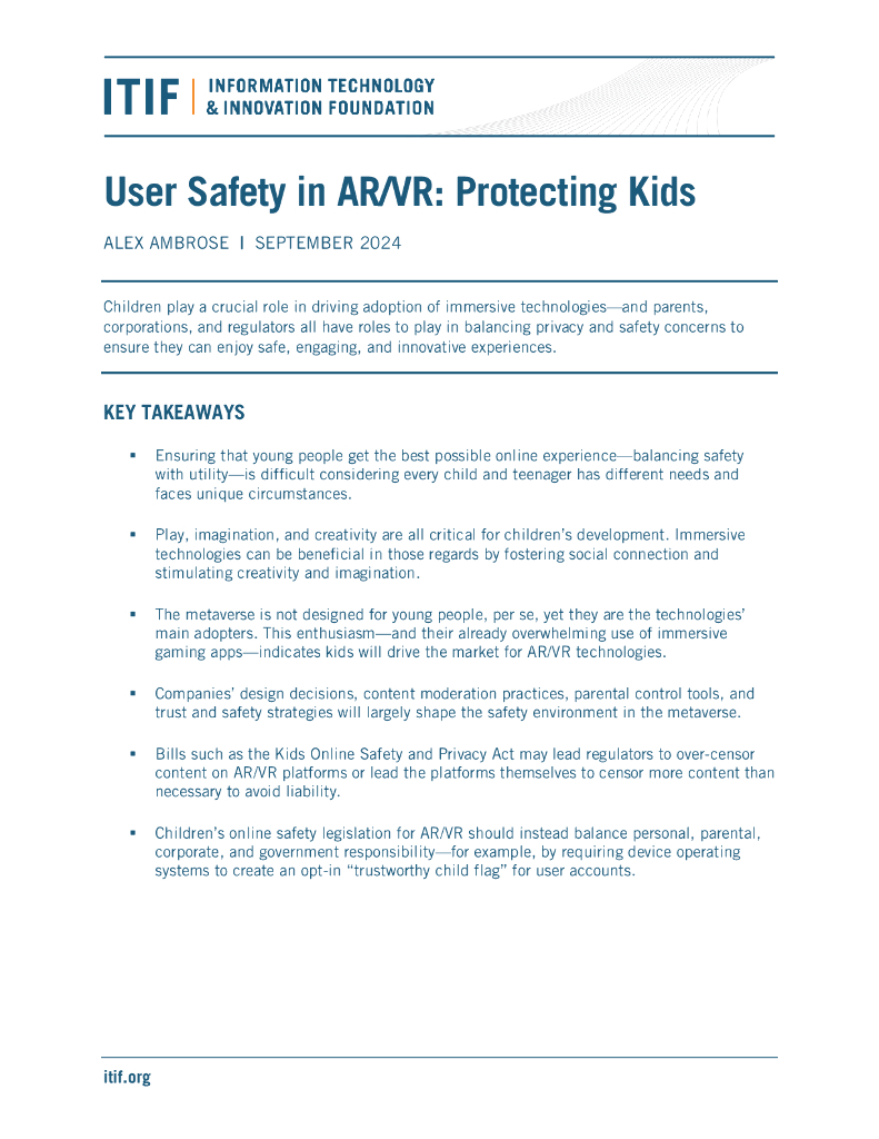 ITIF：2024年<em>AR</em>/VR中的用户安全：保护儿童报告（英文版） 海报