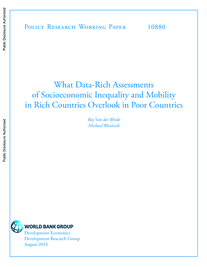 世界银行：富裕国家社会经济不平等和流动性的数据丰富评估忽视了贫穷国家（英文版）