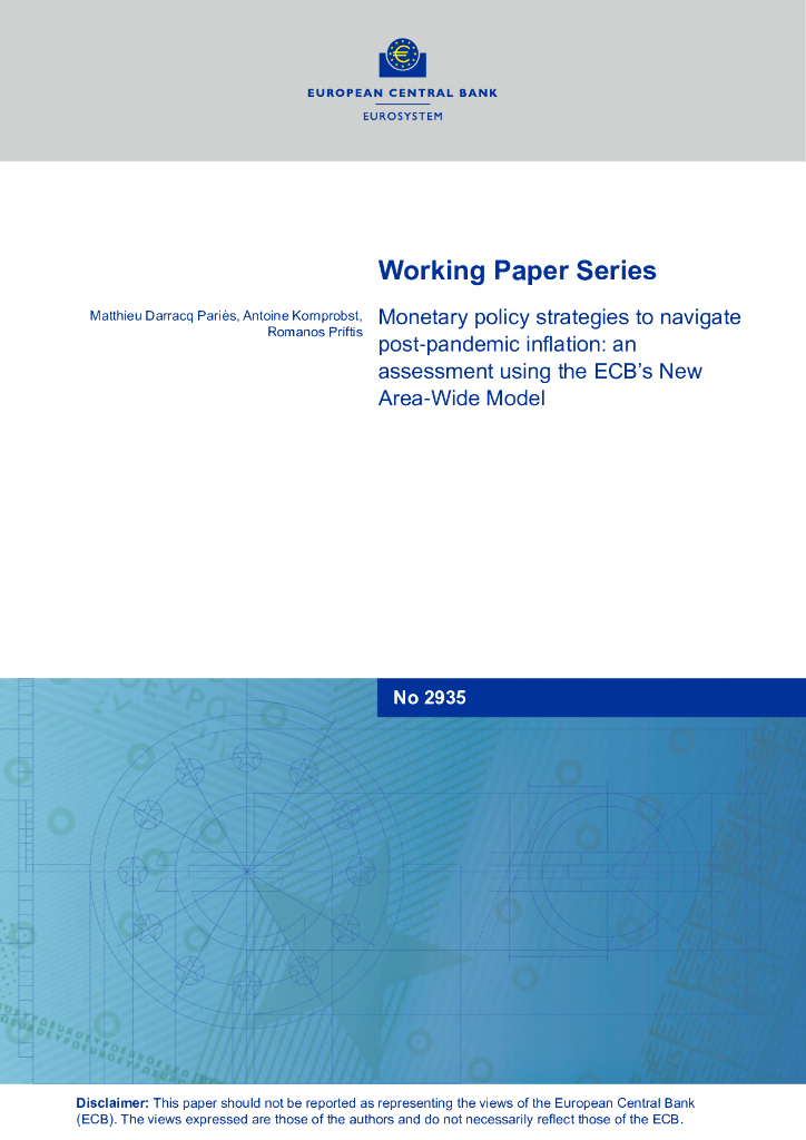 欧洲央行：应对疫情后通胀的货币政策策略：使用欧洲央行的新区域模型进行评估（英文版）