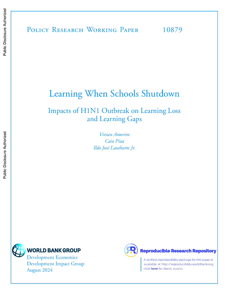 世界银行：学校关闭时的学习：H1N1疫情对学习损失和学习差距的影响（英文版）