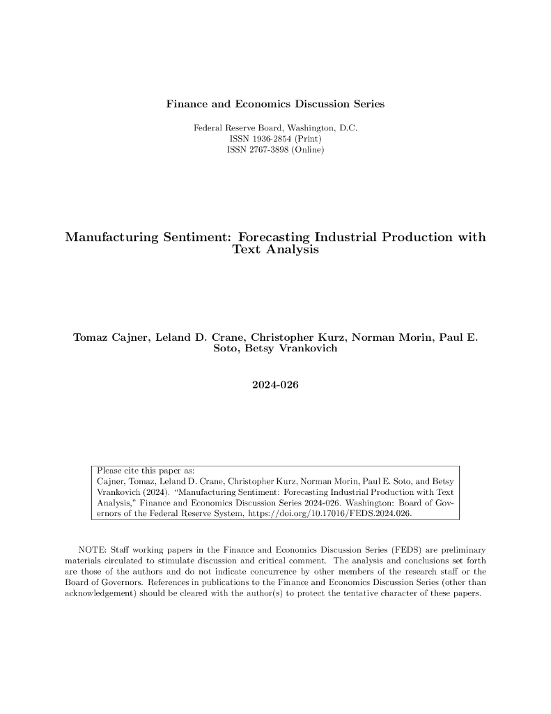 美联储：制造业情绪：用文本分析预测工业生产（英文版）