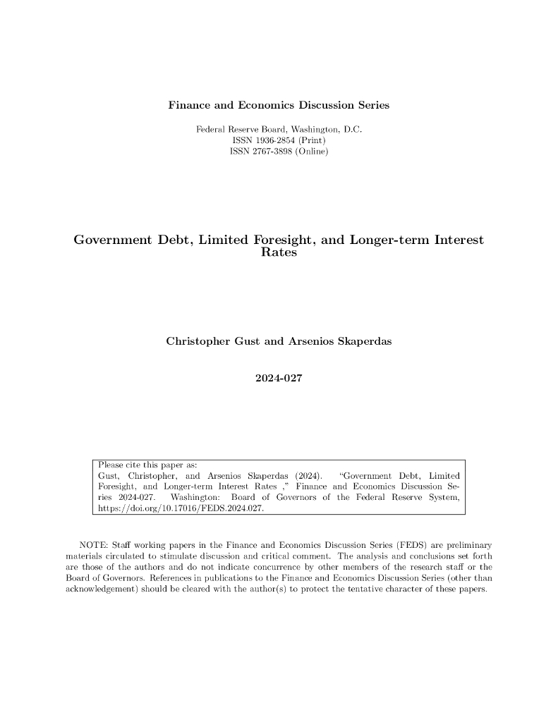 美联储：政府债务、有限的远见和长期利率（英文版）