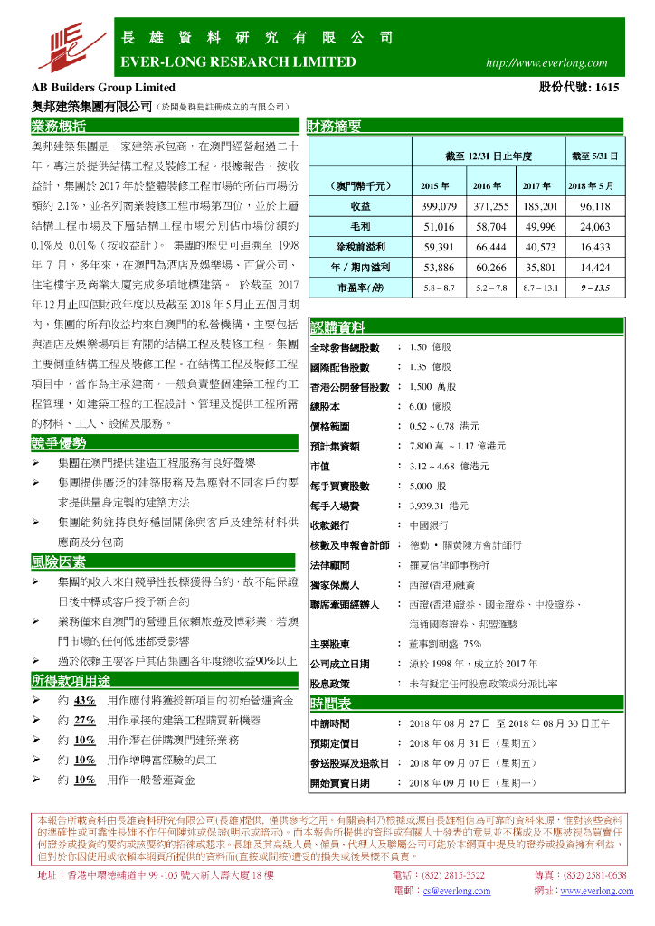 长雄证券：奥邦建筑集团有限公司