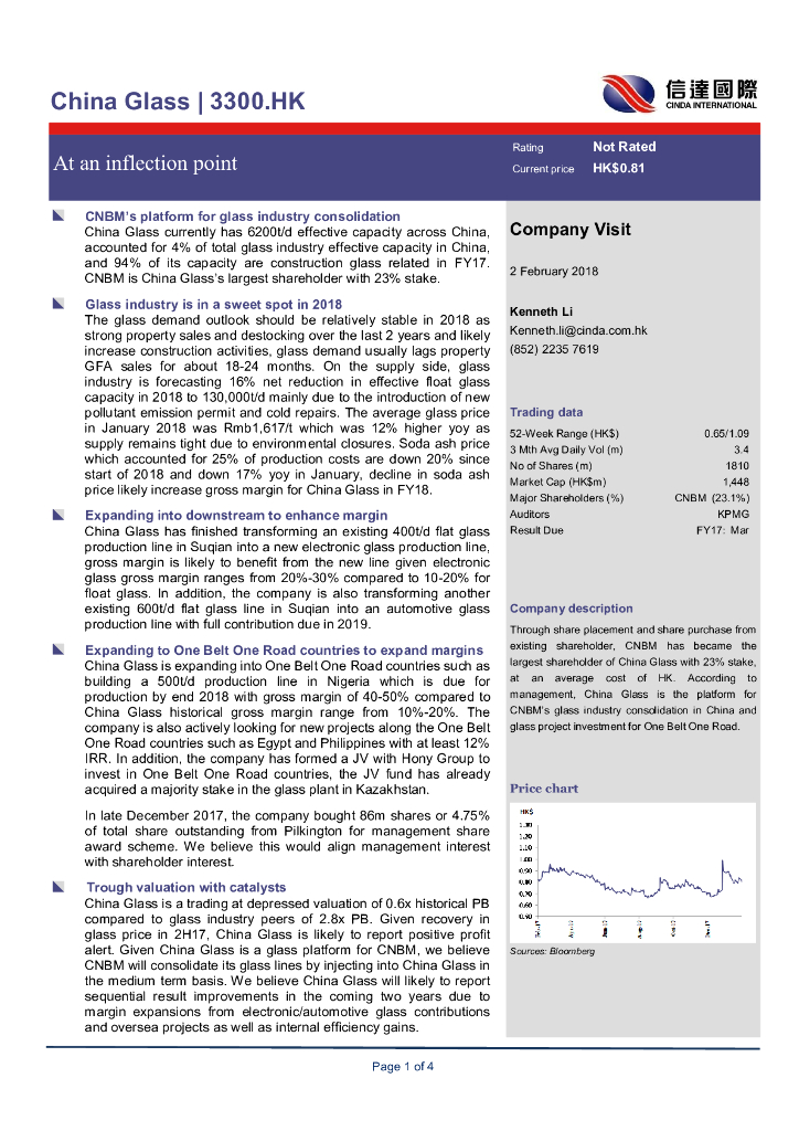 信达国际控股：中国玻璃（03300）港股公司研究报告-Ataninflectionpoint