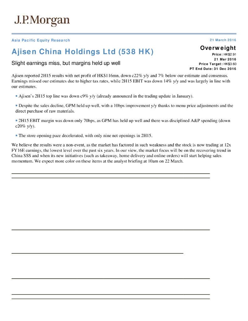 JP摩根资产管理公司亚洲：味千(中国)（00538）港股公司研究报告-Slightearningsmiss,butmarginsheldupwell