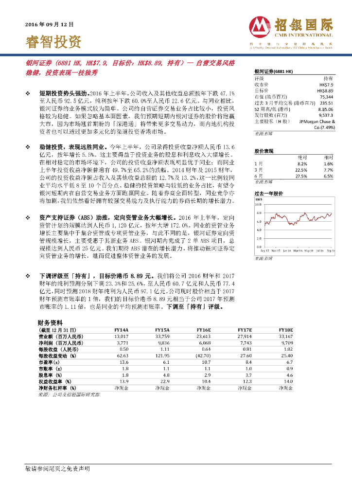 招银国际：中国银河（06881）港股公司研究报告-自营交易风格稳健，投资表现一枝独秀
