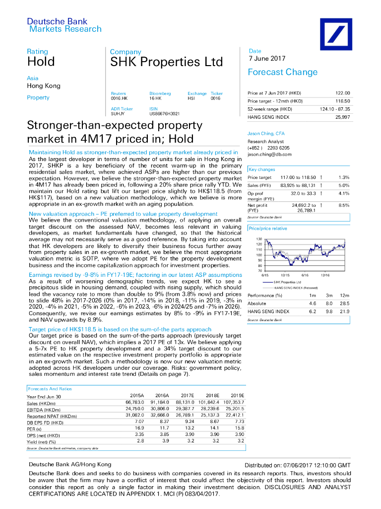 德意志银行：新鸿基地产（00016）港股公司研究报告-SHKPropertiesLtd：Stronger-than-expectedpropertymarketin4M17pricedin;Ho