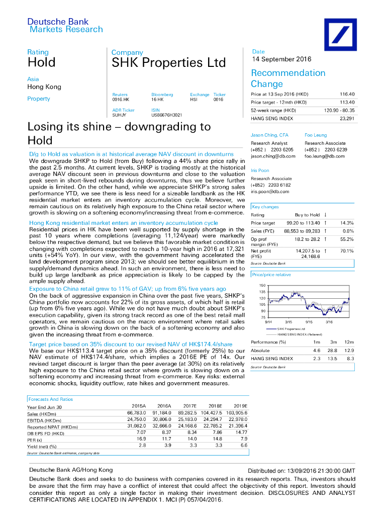 德意志银行：新鸿基地产（00016）港股公司研究报告-Losingitsshine–downgradingtoHold