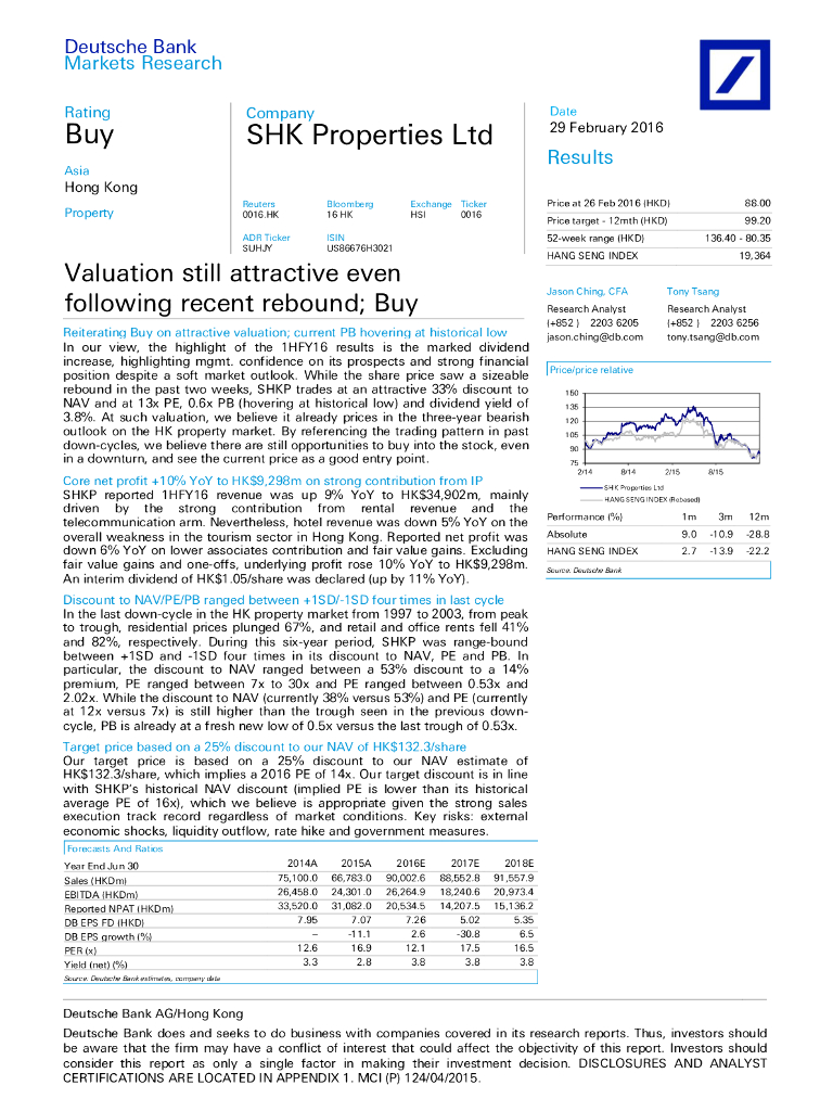 德意志银行：新鸿基地产（00016）港股公司研究报告-Valuationstillattractiveevenfollowingrecentrebound;Buy