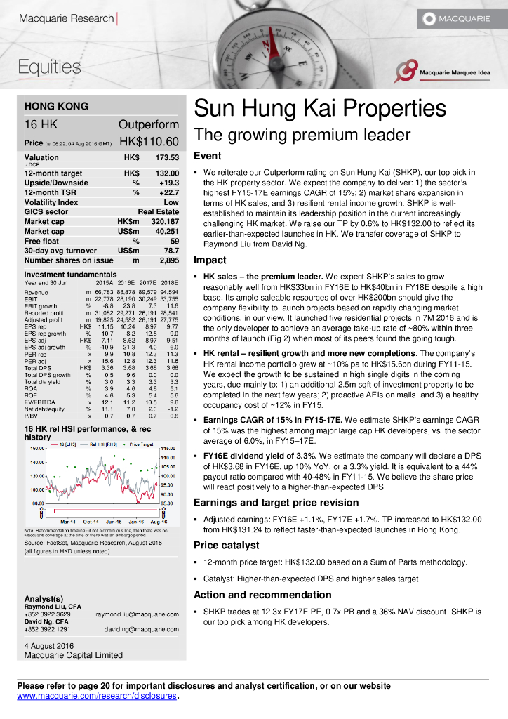 麦格理资本：新鸿基地产（00016）港股公司研究报告-Thegrowingpremiumleader