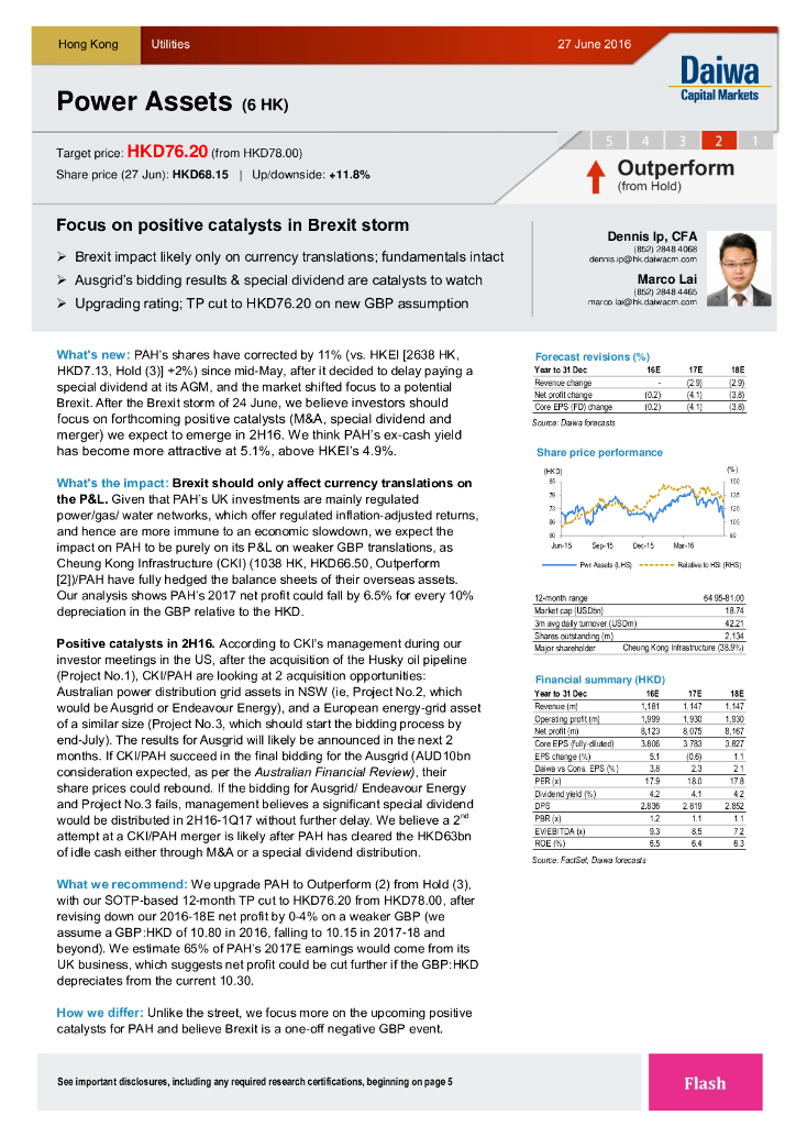 大和证券：电能实业（00006）港股公司研究报告-FocusonpositivecatalystsinBrexitstorm