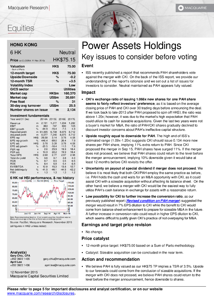 麦格理资本：电能实业（00006）港股公司研究报告-Keyissuestoconsiderbeforevoting