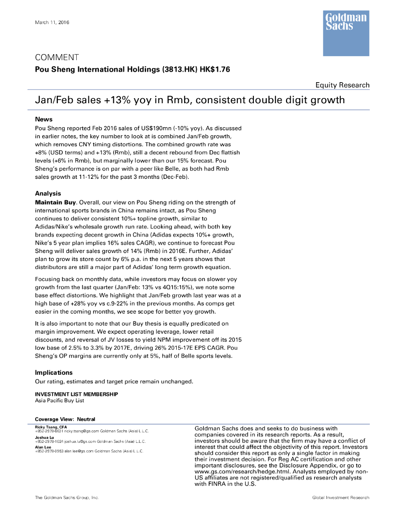 高盛(中国)证券：中国动向（03818）港股公司研究报告-Jan/Febsales+13%yoyinRmb,consistentdoubledigitgrowth