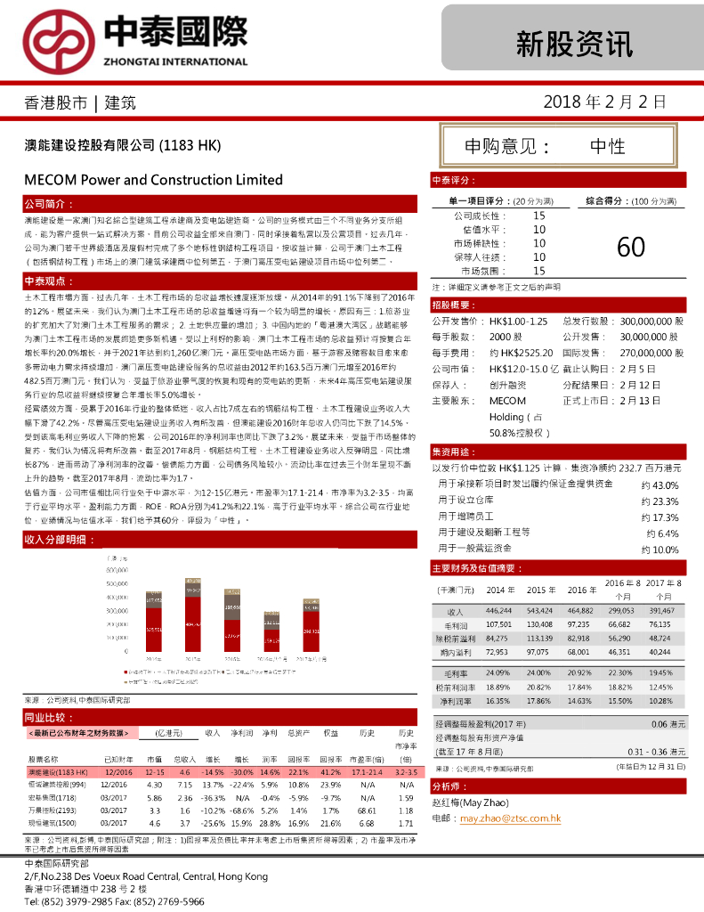 中泰国际证券：澳能建设控股有限公司