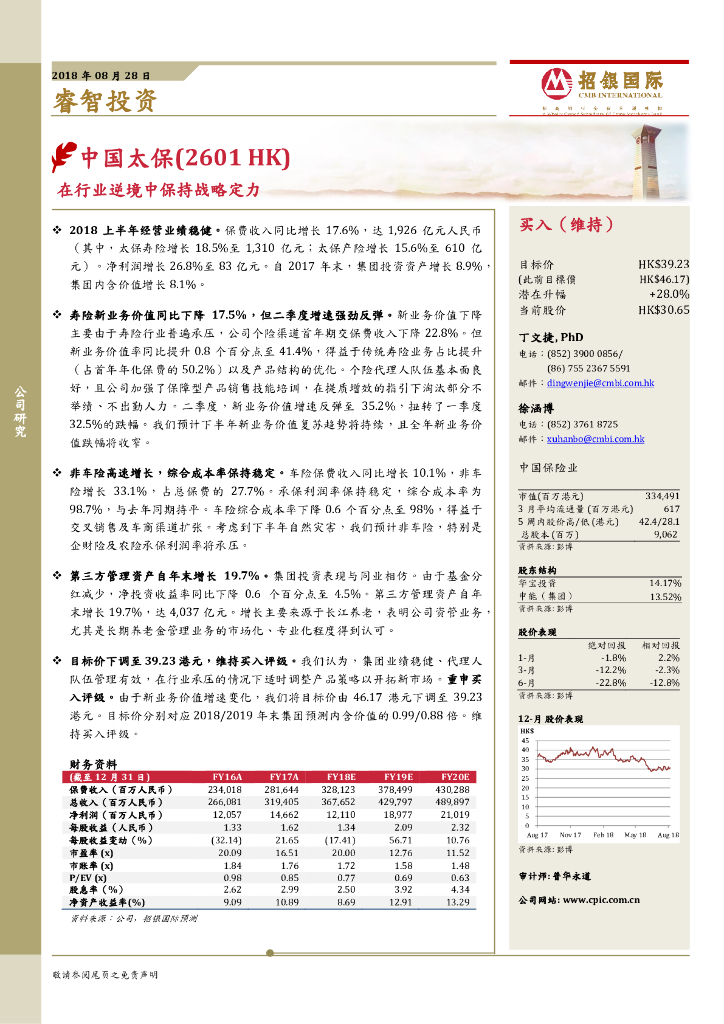 招银国际：中国太保（02601）港股公司研究报告-在行业逆境中保持战略定力