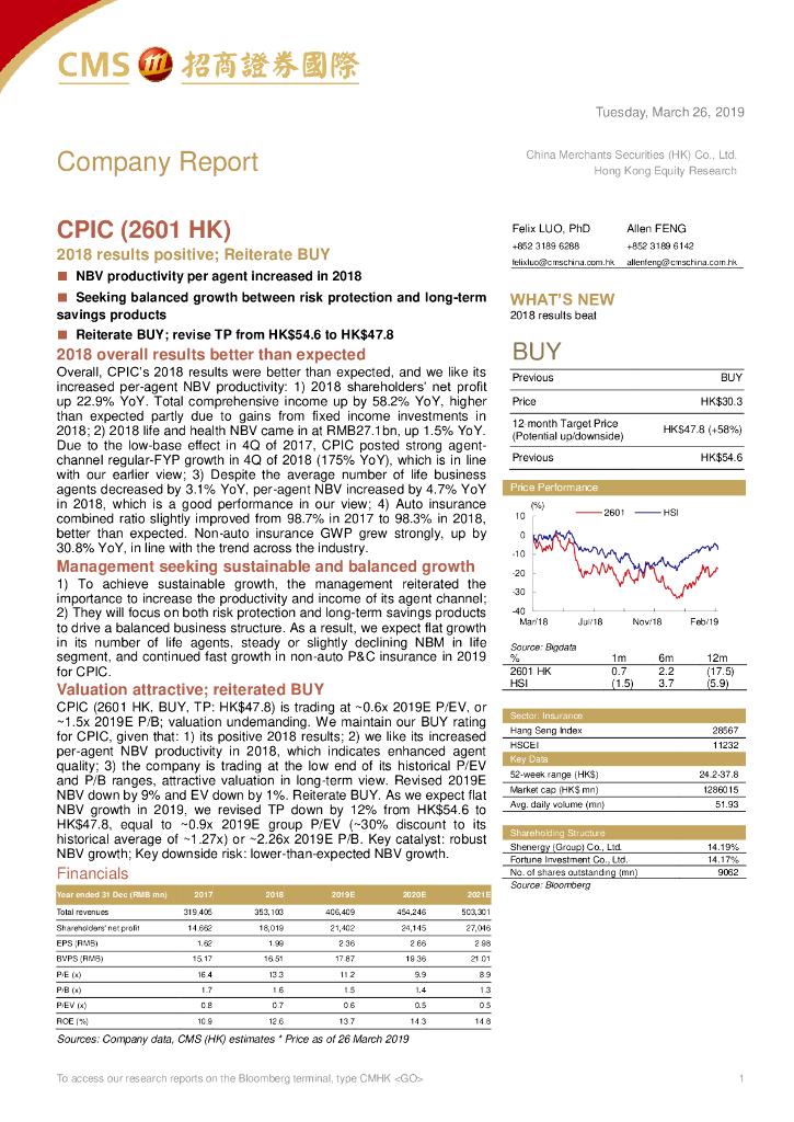 招商证券(香港)：中国太保（02601）港股公司研究报告-2018resultspositive;ReiterateBUY