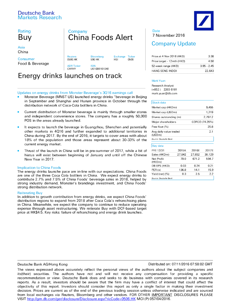 德意志银行：中国食品（00506）港股公司研究报告-Energydrinkslaunchesontrack