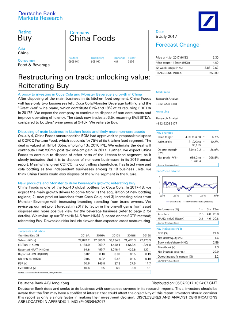 德意志银行：中国食品（00506）港股公司研究报告-Restructuringontrack;unlockingvalue;ReiteratingBuy