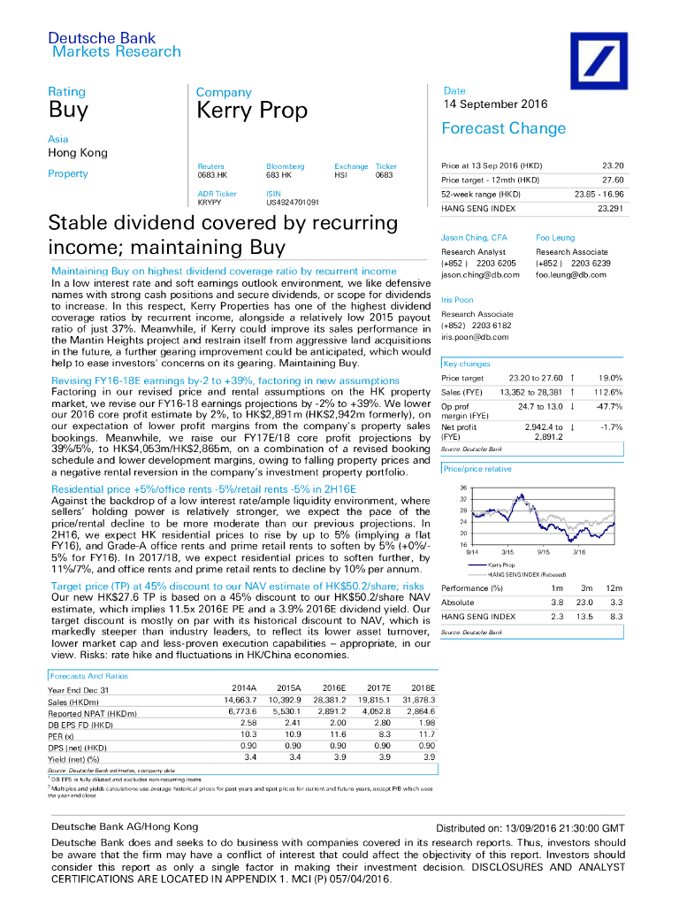 德意志银行：嘉里建设（00683）港股公司研究报告-Stabledividendcoveredbyrecurringincome;maintainingBuy