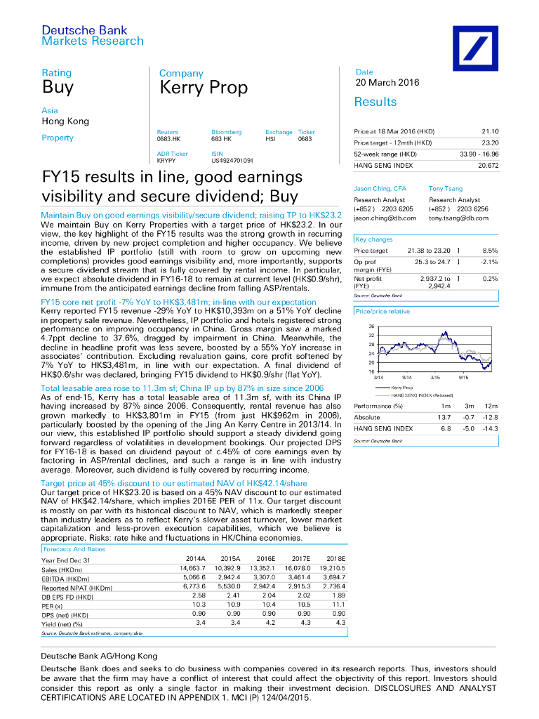 德意志银行：嘉里建设（00683）港股公司研究报告-FY15resultsinline,goodearningsvisibilityandsecuredividend;Buy