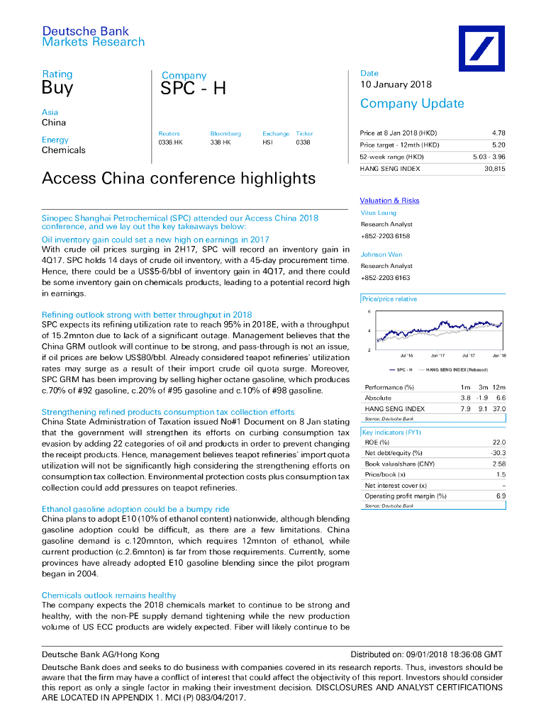 德意志银行：上海石油化工股份（00338）港股公司研究报告-AccessChinaconferencehighlights