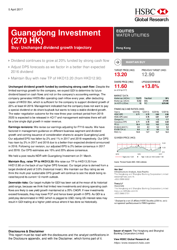 汇丰银行：粤海投资（00270）港股公司研究报告-Buy:Unchangeddividendgrowthtrajectory