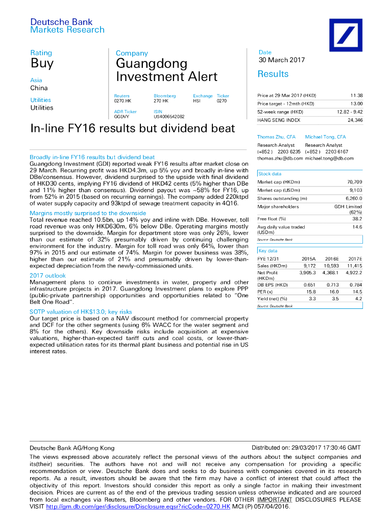 德意志银行：粤海投资（00270）港股公司研究报告-In-lineFY16resultsbutdividendbeat