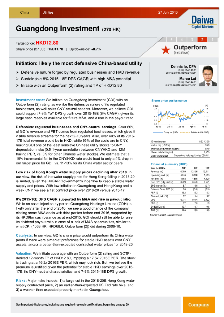 大和证券：粤海投资（00270）港股公司研究报告-Initiation:likelythemostdefensiveChina-basedutility