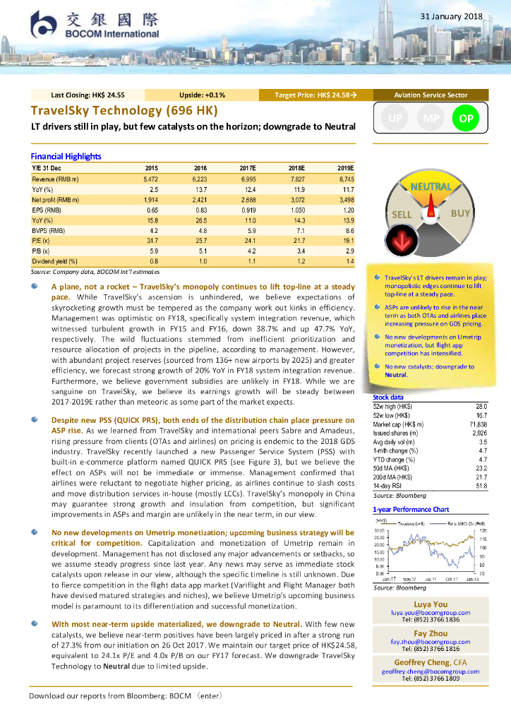 交银国际证券：中国民航信息网络（00696）港股公司研究报告-LTdriversstillinplay,butfewcatalystsonthehorizon;downgradetoNeutral