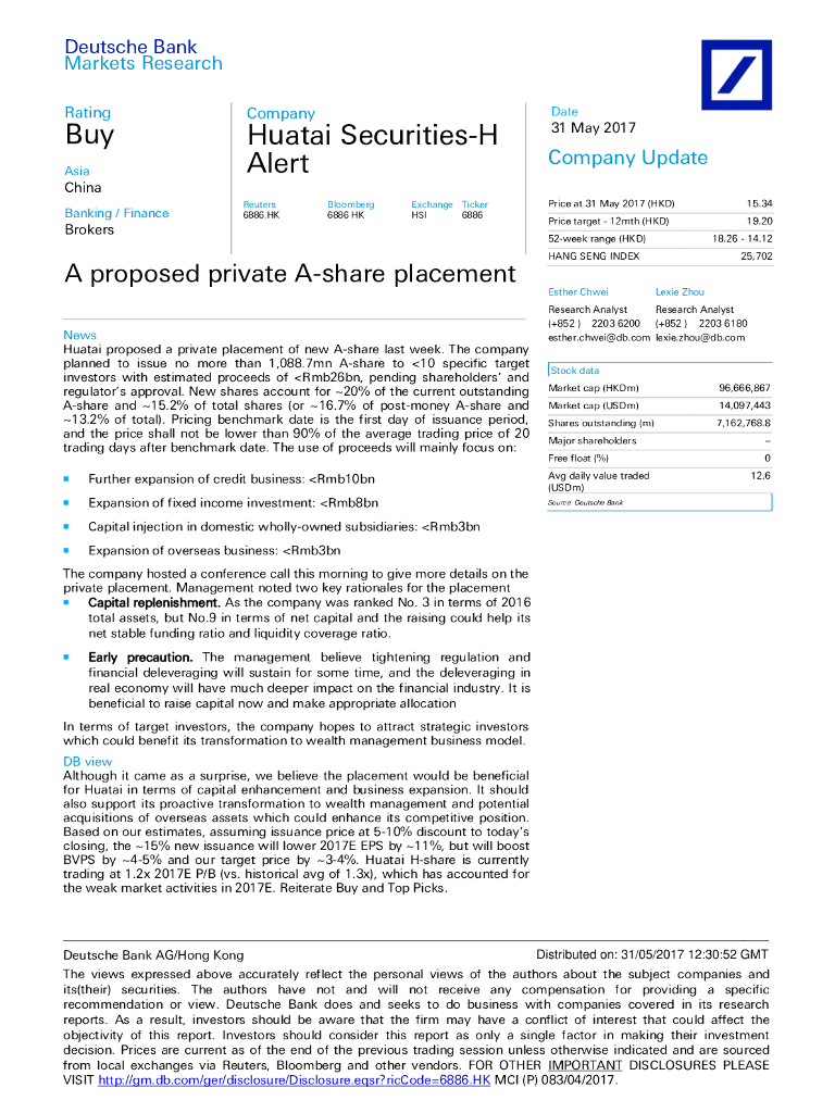 德意志银行：华泰证券（06886）港股公司研究报告-AproposedprivateA-shareplacement