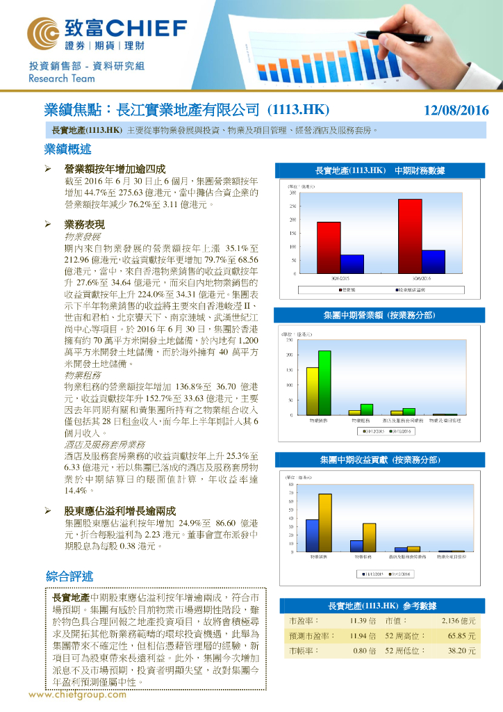 致富证券：长实集团（01113）港股公司研究报告-业绩焦点：长江实业地产有限公司