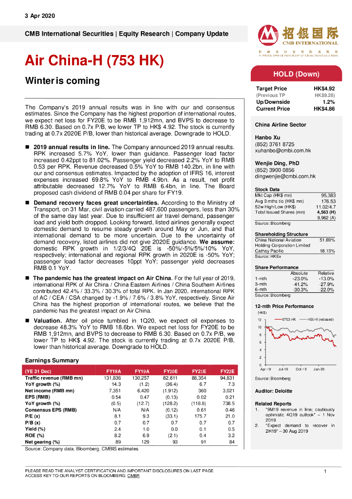 招银国际：中国国航（00753）港股公司研究报告-Winteriscoming