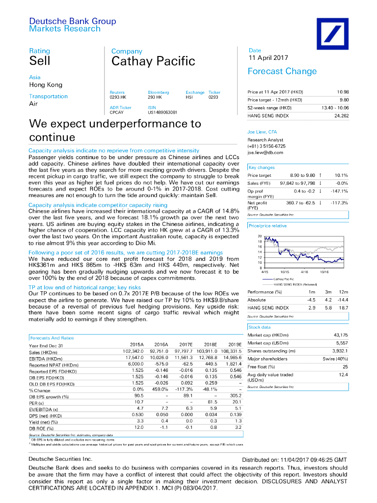 德意志银行：国泰航空（00293）港股公司研究报告-Weexpectunderperformancetocontinue