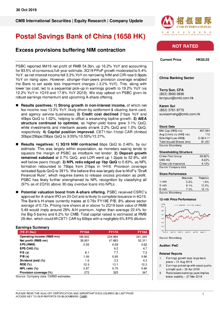 招银国际：邮储银行（01658）港股公司研究报告-ExcessprovisionsbufferingNIMcontraction