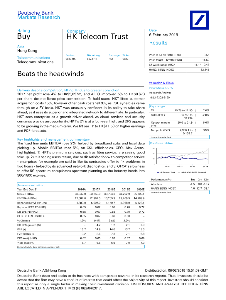 德意志银行：香港电讯-SS（06823）港股公司研究报告-Beatstheheadwinds