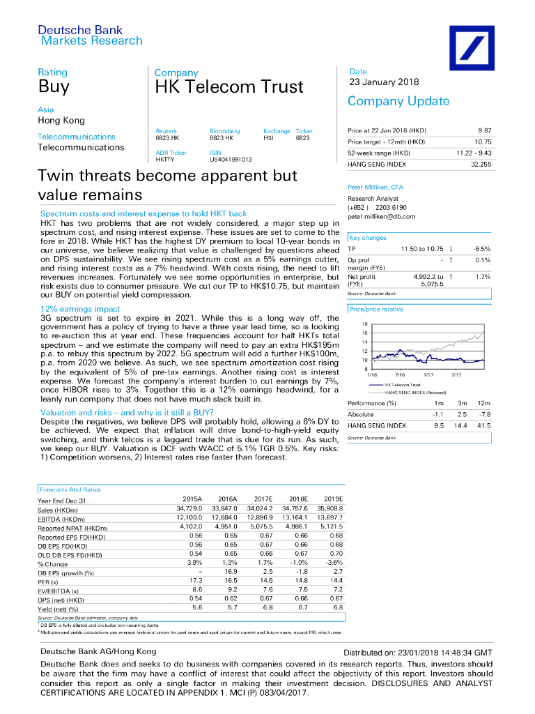 德意志银行：香港电讯-SS（06823）港股公司研究报告-Twinthreatsbecomeapparentbutvalueremains