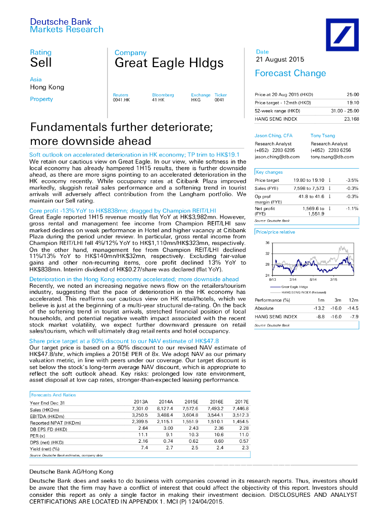 德意志银行：鹰君（00041）港股公司研究报告-Fundamentalsfurtherdeteriorate;moredownsideahead