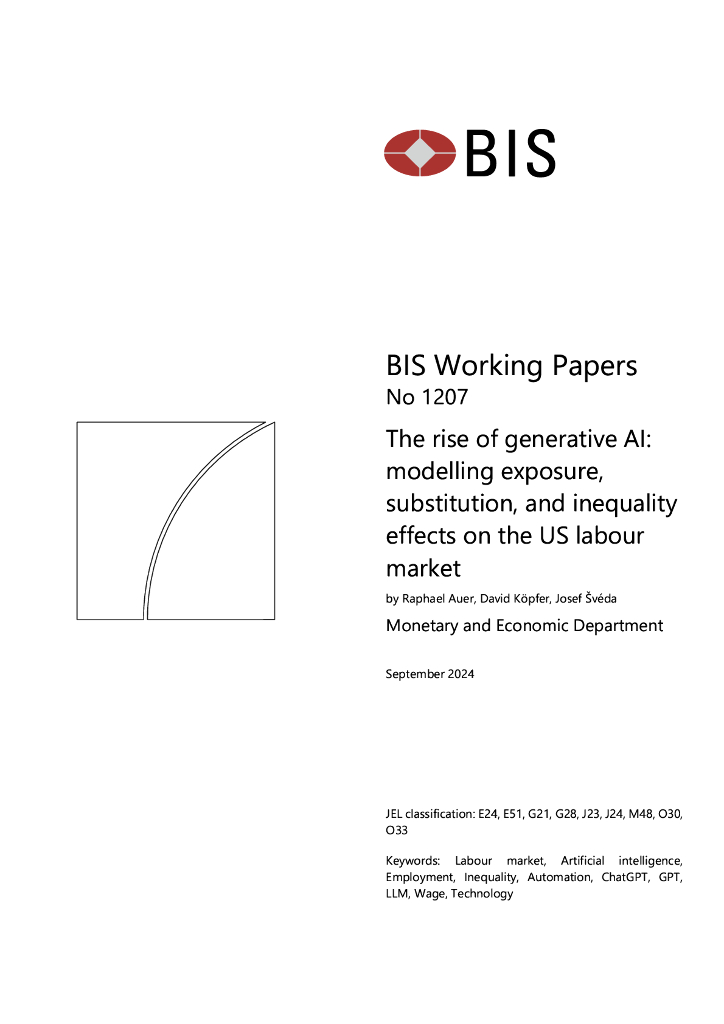 国际清算银行：生成性人工智能的兴起：对美国劳动力市场的暴露、替代和不平等效应进行建模（英文版）