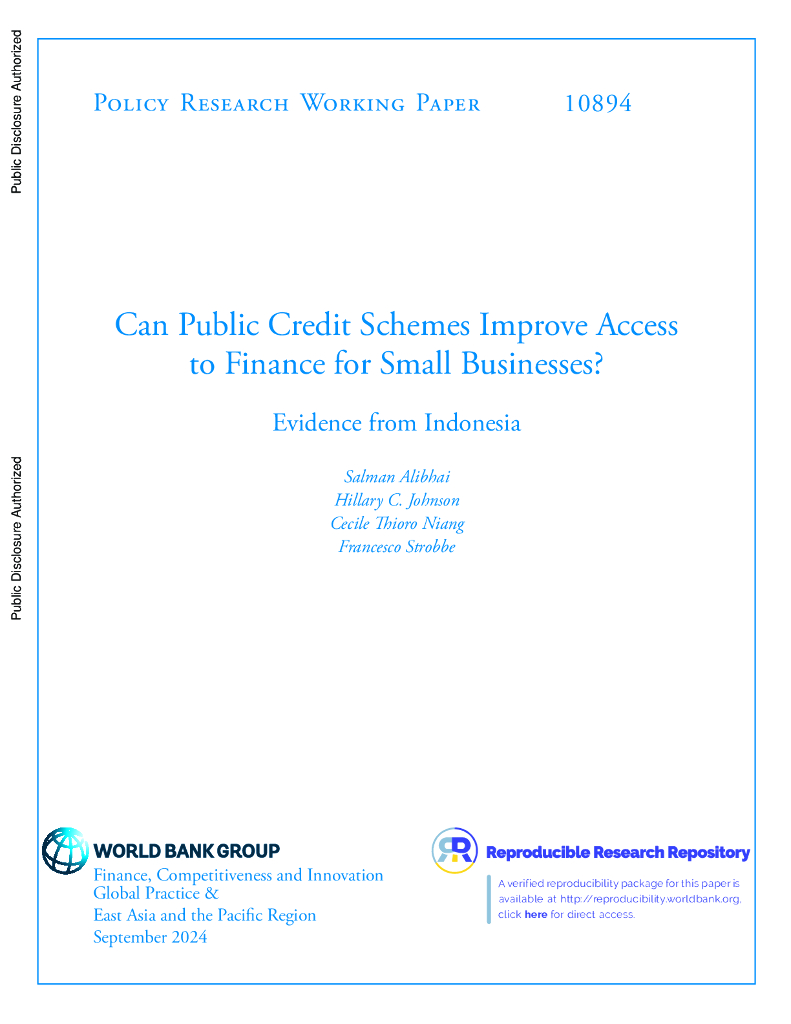 世界银行：公共信贷计划能否改善小企业的融资渠道？来自印度尼西亚的证据（英文版）