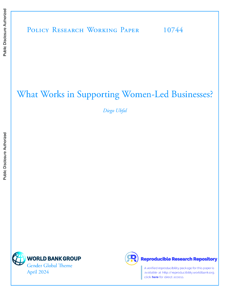 世界银行：什么对支持女性主导的企业有效？（英文版）