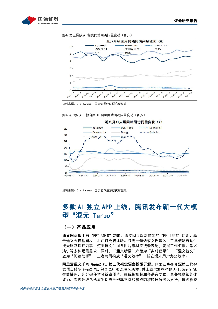 国信证券：人工智能周报（24年第36周）：多款AI独立APP上线，腾讯发布新一代大模型“混元Turbo”_第6页
