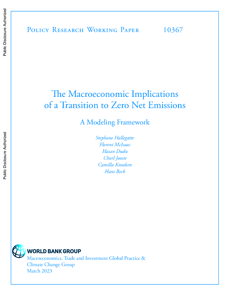 世界银行：向零净排放转变的宏观经济影响-一个模型框架（英文版）