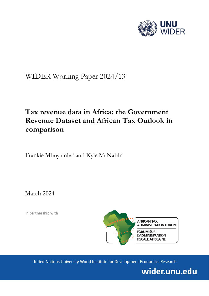 世界发展经济研究所：非洲税收数据：政府收入数据集与非洲税收展望的比较（英文版）