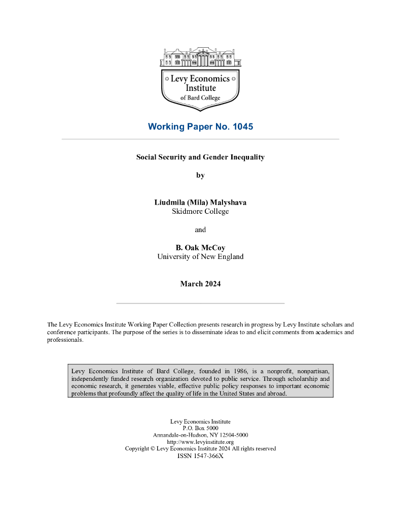 巴德学院利维经济研究所：社会保障与性别不平等（英文版）