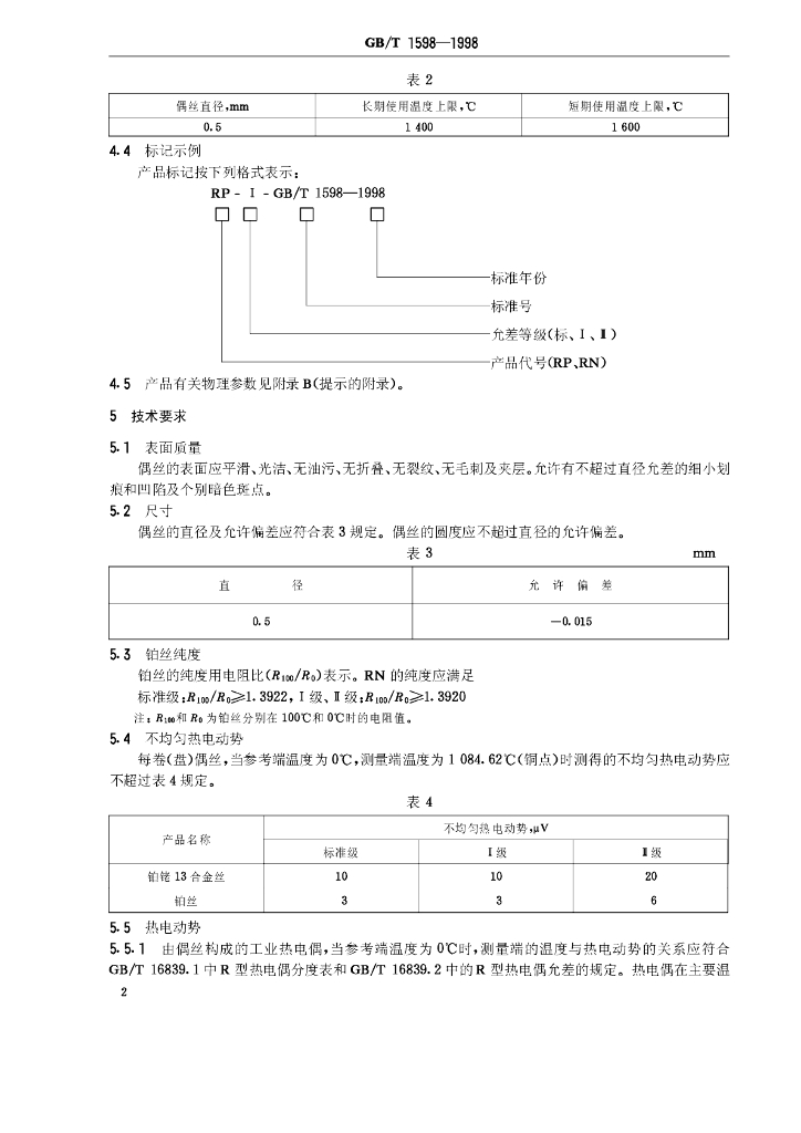 GB/T 1598-1998 标准预览