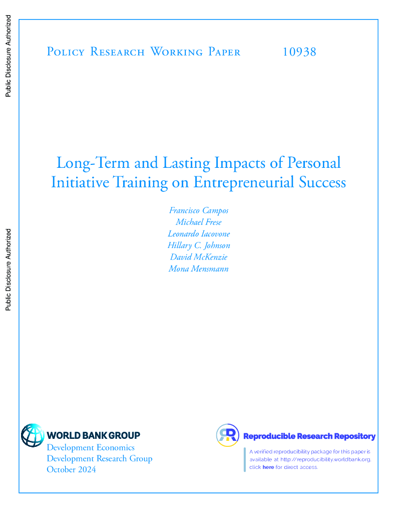 世界银行：个人主动性培训对创业成功的长期和持久影响（英文版）