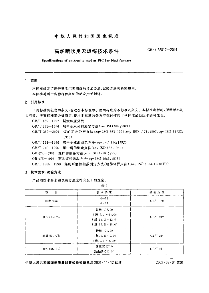 GB/T 18512-2001 标准预览