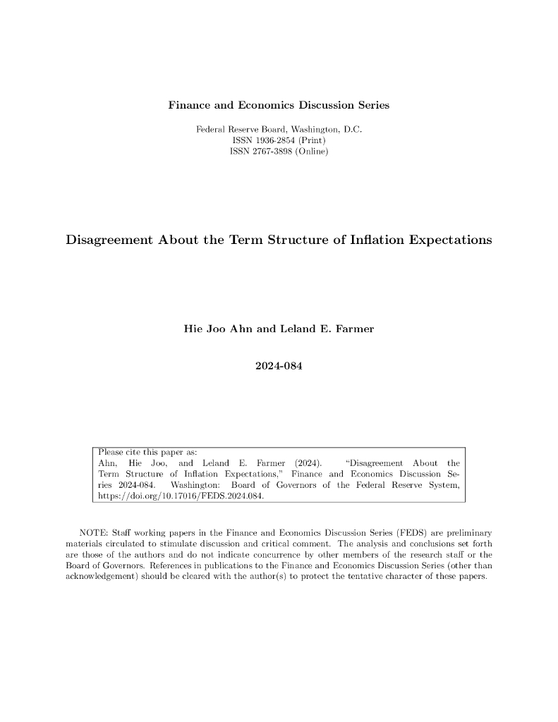 美联储：关于通货膨胀预期期限结构的分歧（英文版）