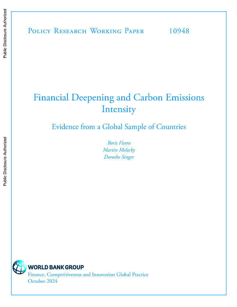 世界银行：金融深化与碳排放强度：来自全球国家样本的证据（英文版）
